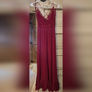 Womens FREE PEOPLE Lace Detail Maxi Dress Sz. Small GUC!